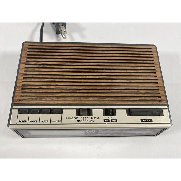 Other Vintage Ge Alarm Clock Radio Battery Backup Led Woodgrain